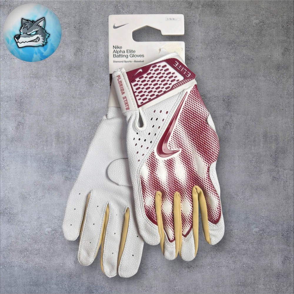 Nike Alpha Elite Batting Gloves Florida State Seminoles Team Issued FB4171-136 L